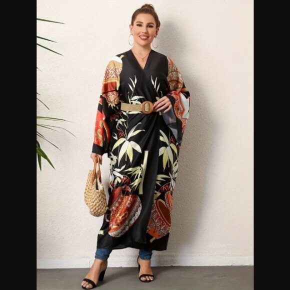 Kimono Style Robe Dress Long Boho Coverup NWT - Picture 2 of 4